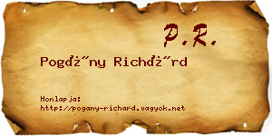 Pogány Richárd névjegykártya